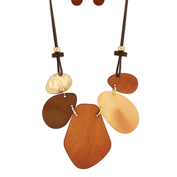 Geometric Shape Link Necklace Set - Picture 3 of 3